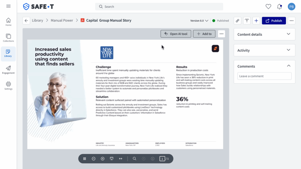 Product Screenshot: Customer Stories Orchestrator interface generating a case study