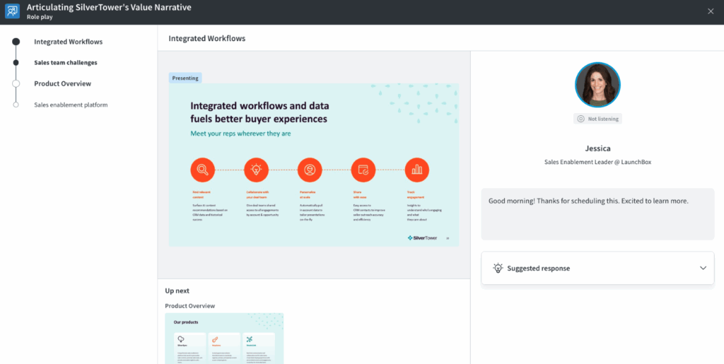 Product Screenshot: Role-Play Agent practice scenario interface
