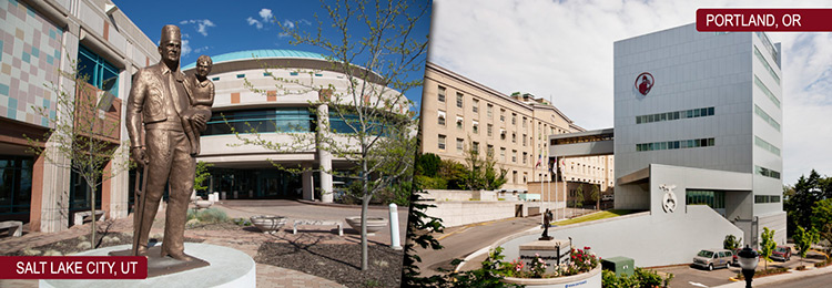 Salt Lake City and Portland Shriners Children's buildings