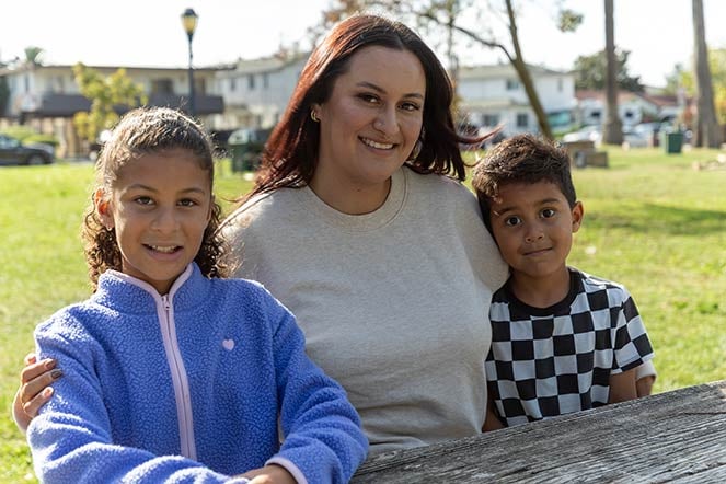mother, son and daughter