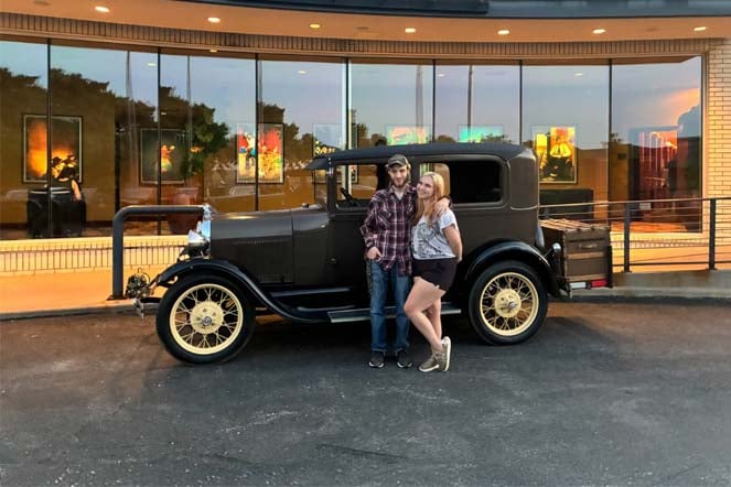 female burn patient with husband