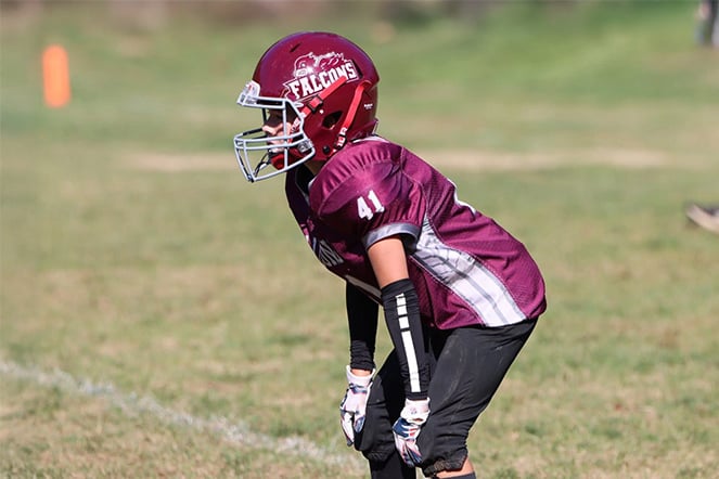 a young football player on field