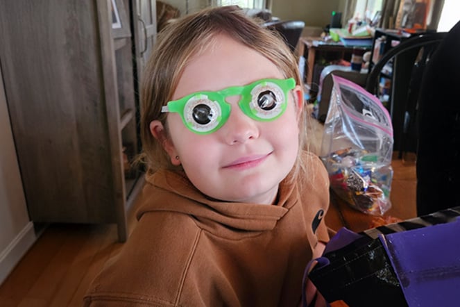 Harper shows off her fun glasses.