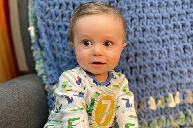 an infant on a couch