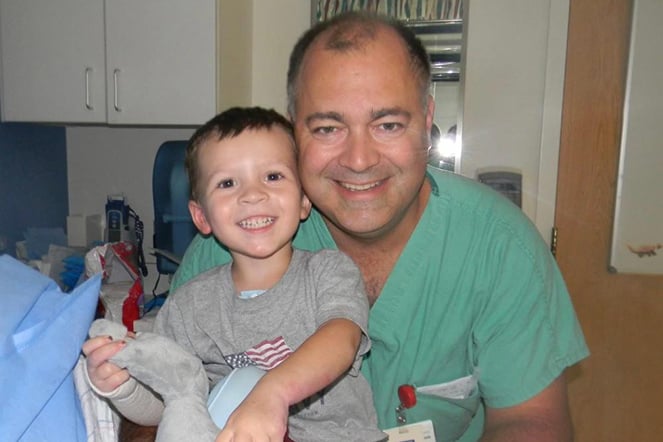 an adult and child