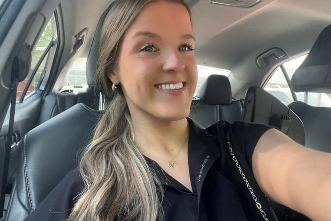 a woman in a car