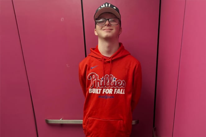 a child smiling in an elevator