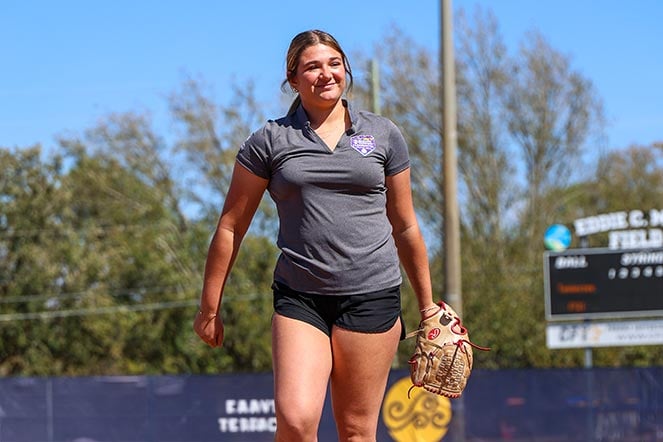female softball player on field