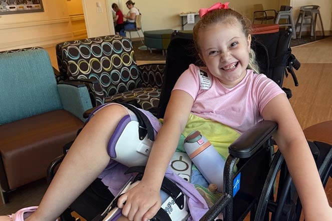 Teagan in wheelchair