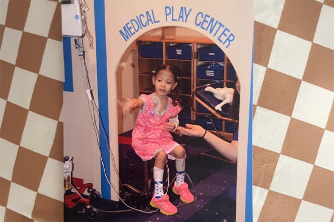 an image of a child sitting under an archway that reads "medical play center"