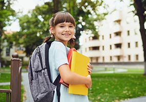 female student walking