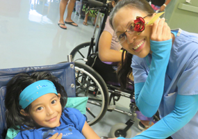 female patient and staff member
