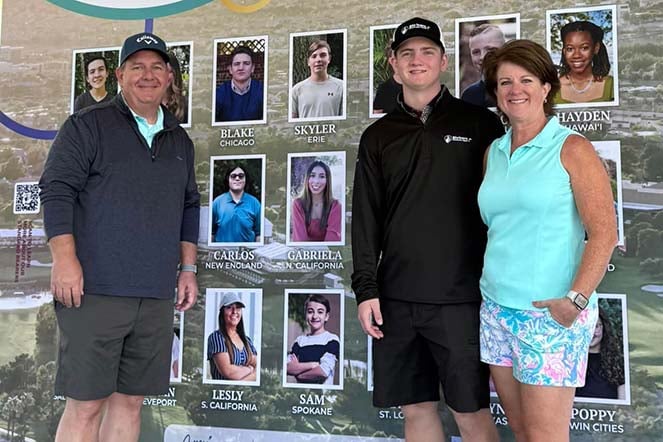 cleft palate patient on golf course with parents