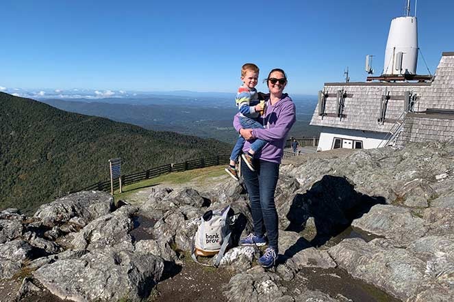 Cameron with mom holding him