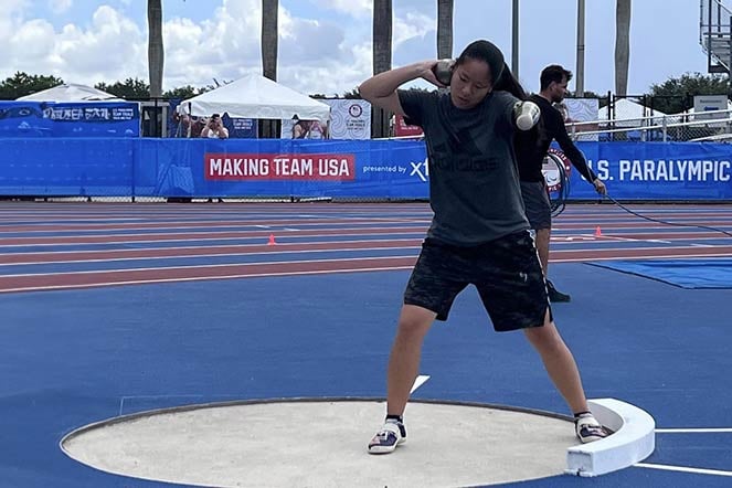 Danielle in shot put circle