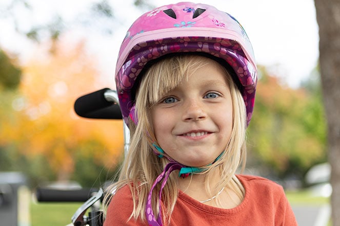 Elly wearing bicycle helmet