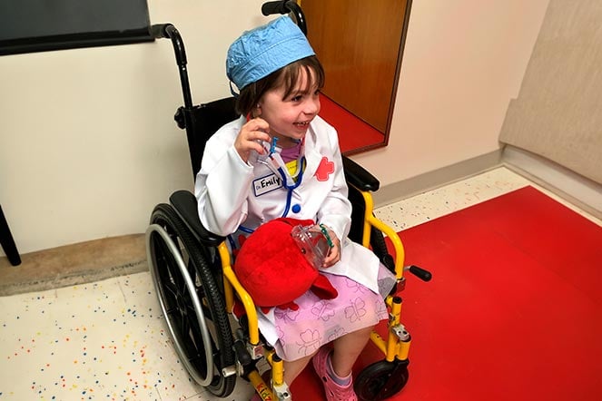 Emily dressed as a physician