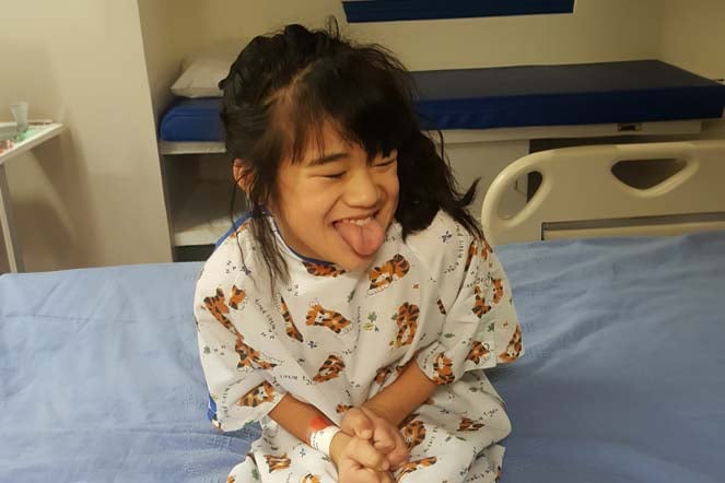 cerebral palsy patient Erica making silly face
