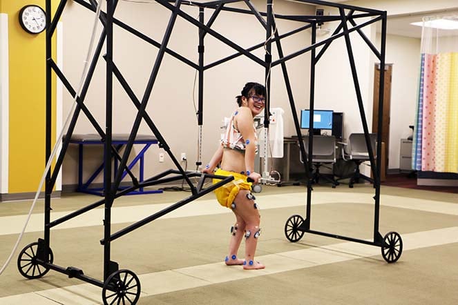 cerebral palsy patient Erica in motion analysis center