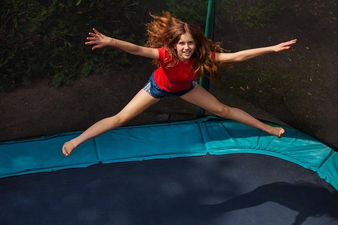 girl on trampoline