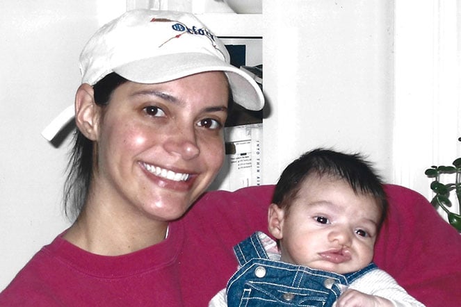 Griffin as an infant with his mom