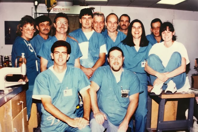 A vintage photo of the POPs department from Shriners Children's Florida.