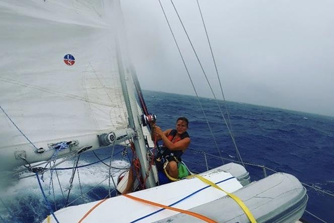 Jenny sailing on open ocean