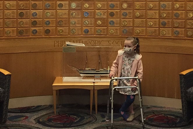 Kendyl in memorabilia room