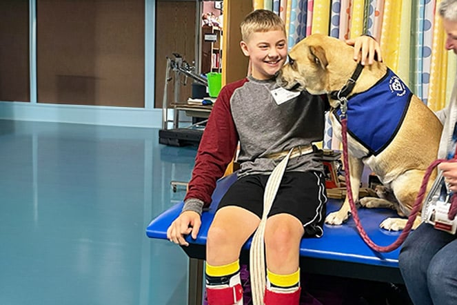 Patient with therapy dog