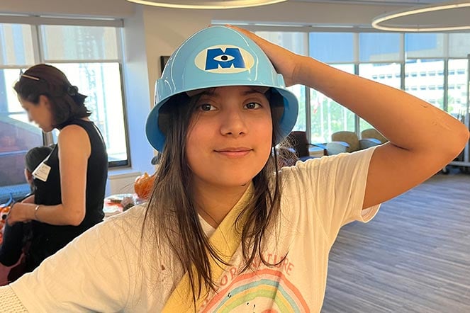 burn patient Litzy wearing costume