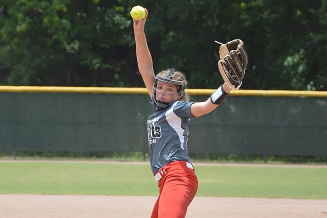 Macie pitching ball