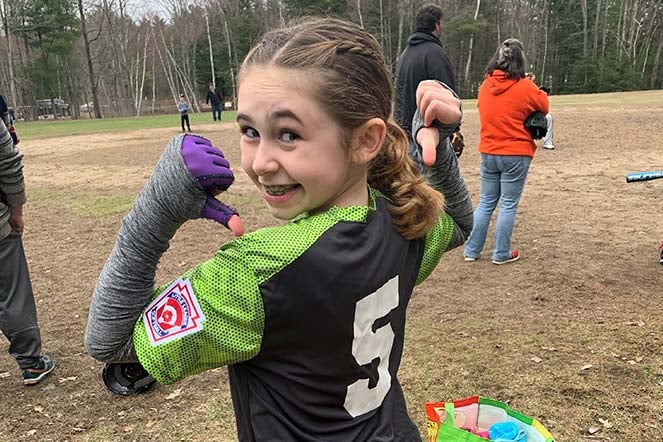 Maddie in her number 5 "jersey"