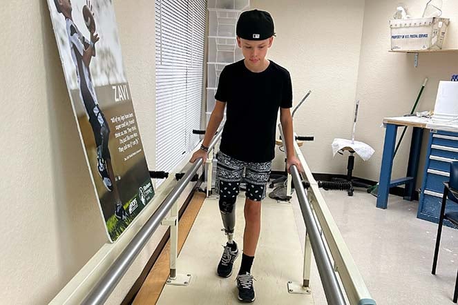 orthopedic patient Zavi during physical therapy session