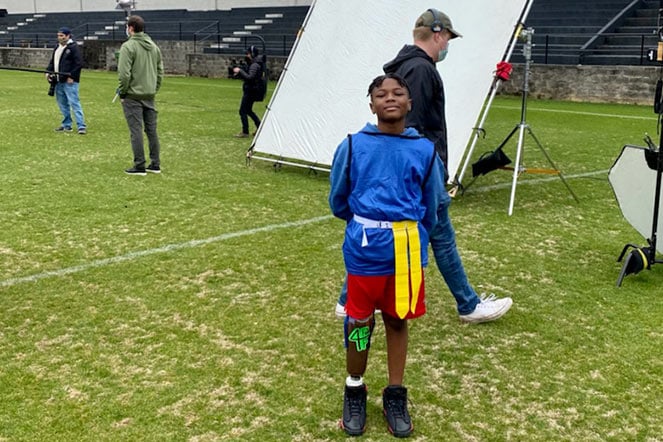 Parker on football field