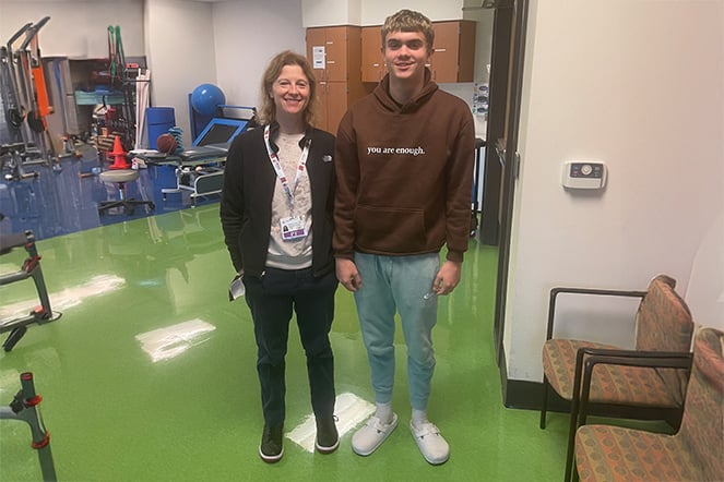 Scoliosis patient with a physical therapist