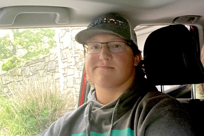 teenaged Zachary in car