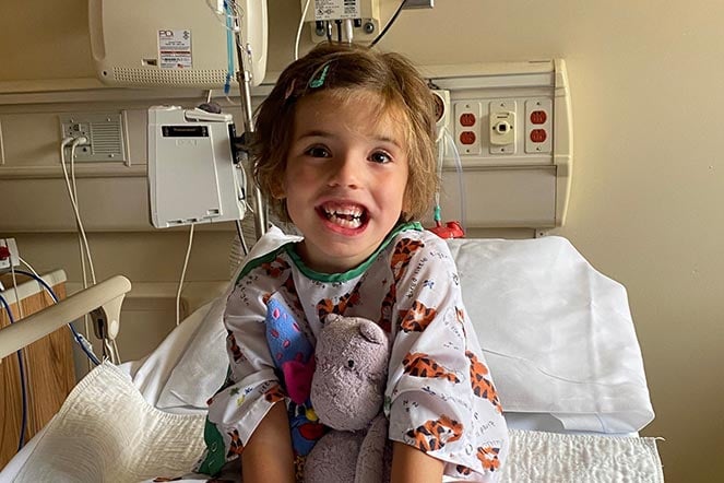 veronica sitting in her hospital bed