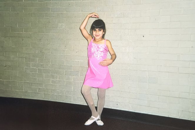 young Angelina in ballet pose