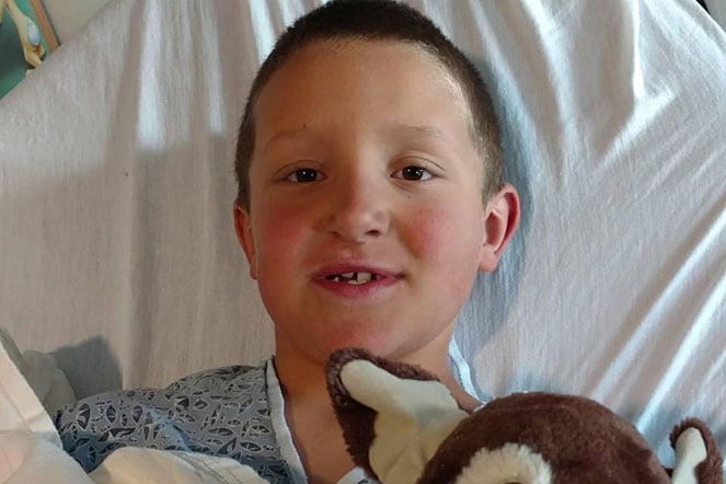 zachary in hospital before craniofacial procedure