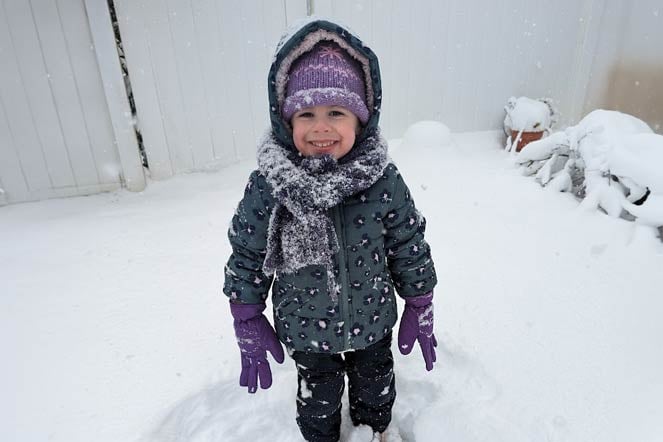 Zoey outside in snow