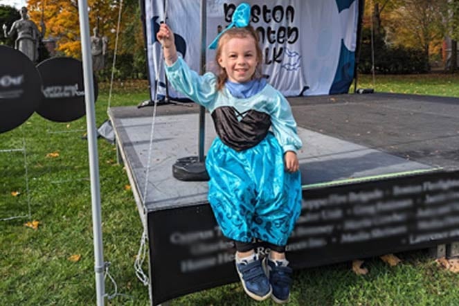 zoey wearing costume