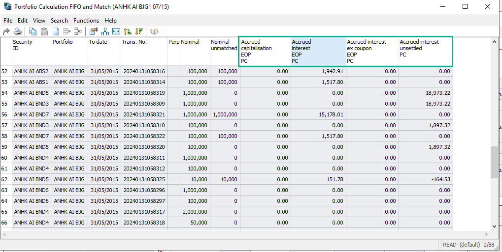Accrued interest per lot - Portfolio calculation FIFO view