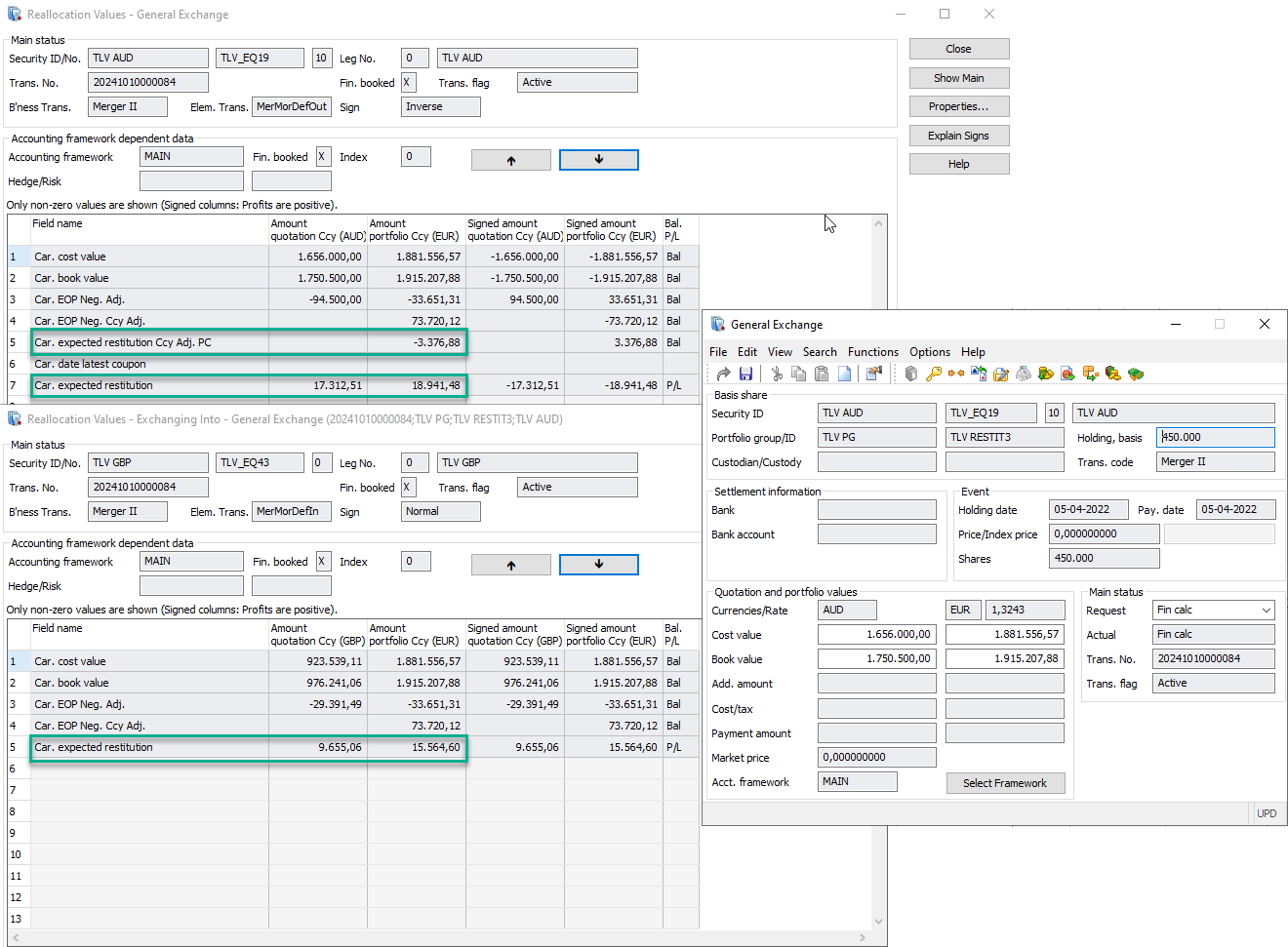 General Exchange -Reallocation values -PL framework