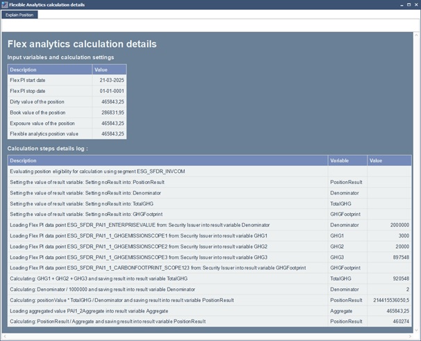 ESG - Explain Flexible Analytic