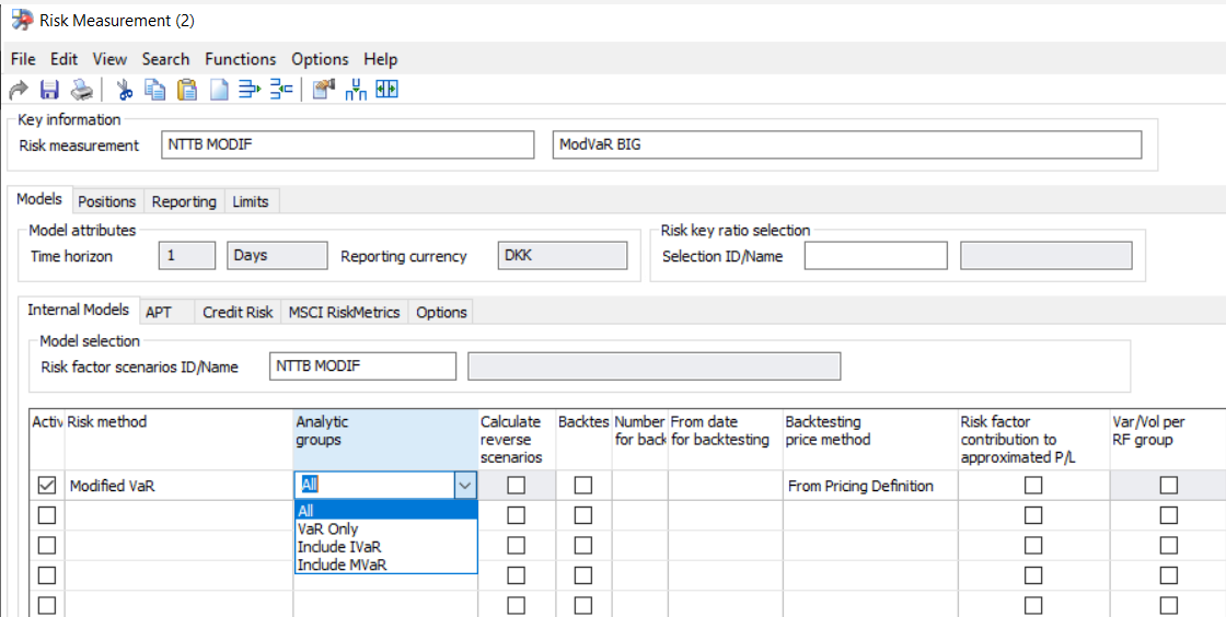 Analytic groups for Modified VaR