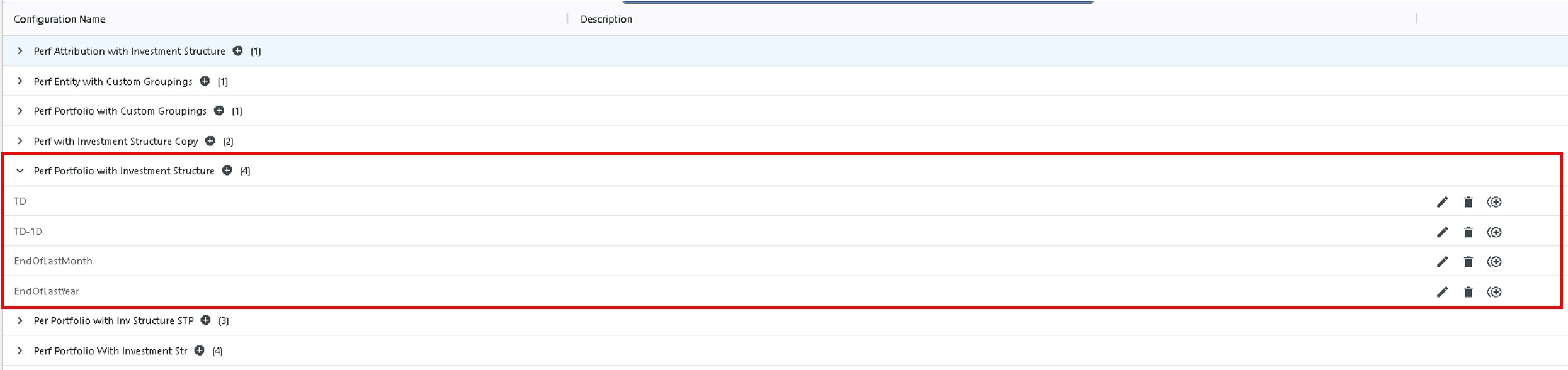 API Configurations for each table