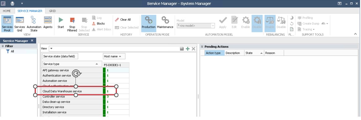 New Service in System Manager