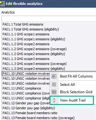 ESG View Audit Trail Editor