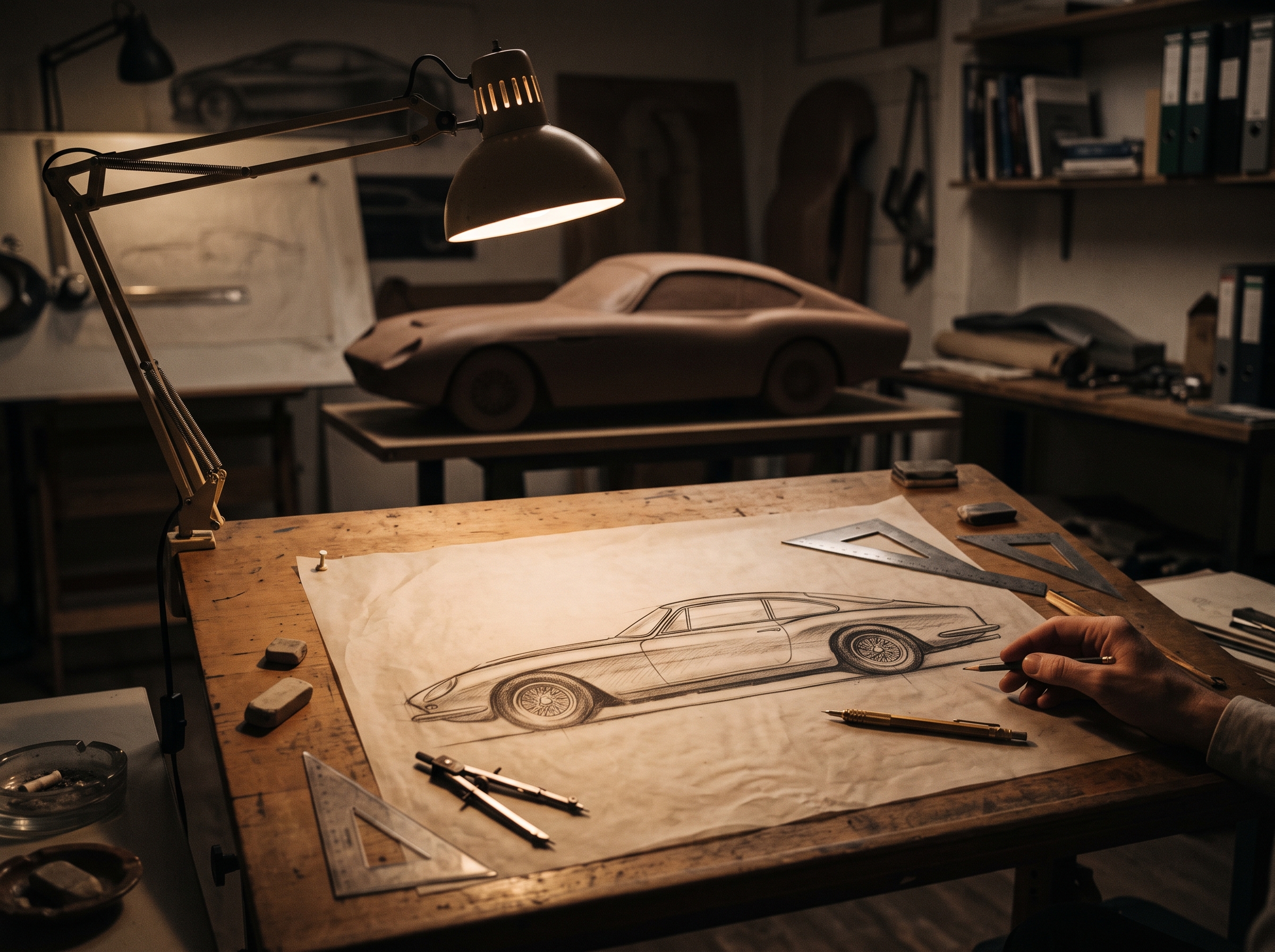 VELARO 1963 — the founding refusal, a first sketch in the atelier