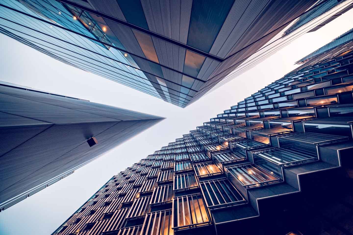 upward angled shot of city buildings
